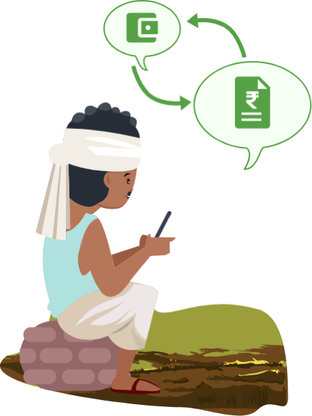 Farmer recording produce transactions on the AgroBEET app in the field